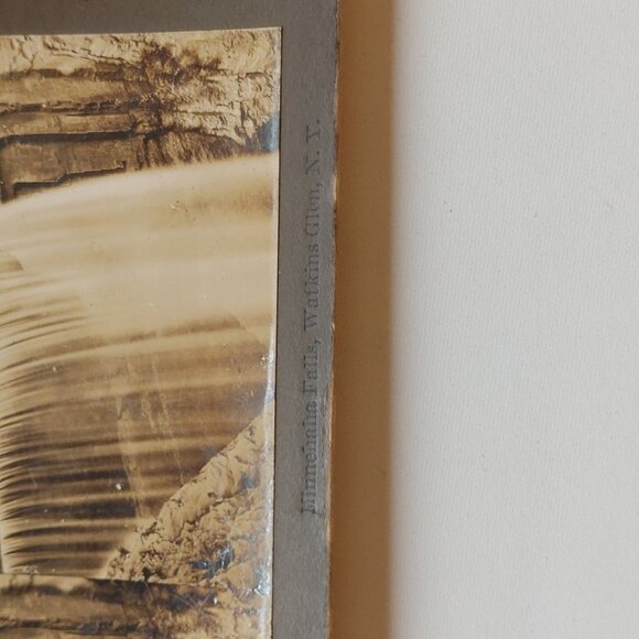 Antique Stereograph Victorian Scene "Minnehaha Falls Watkins Glen N.Y" 1902 - Picture 4 of 5